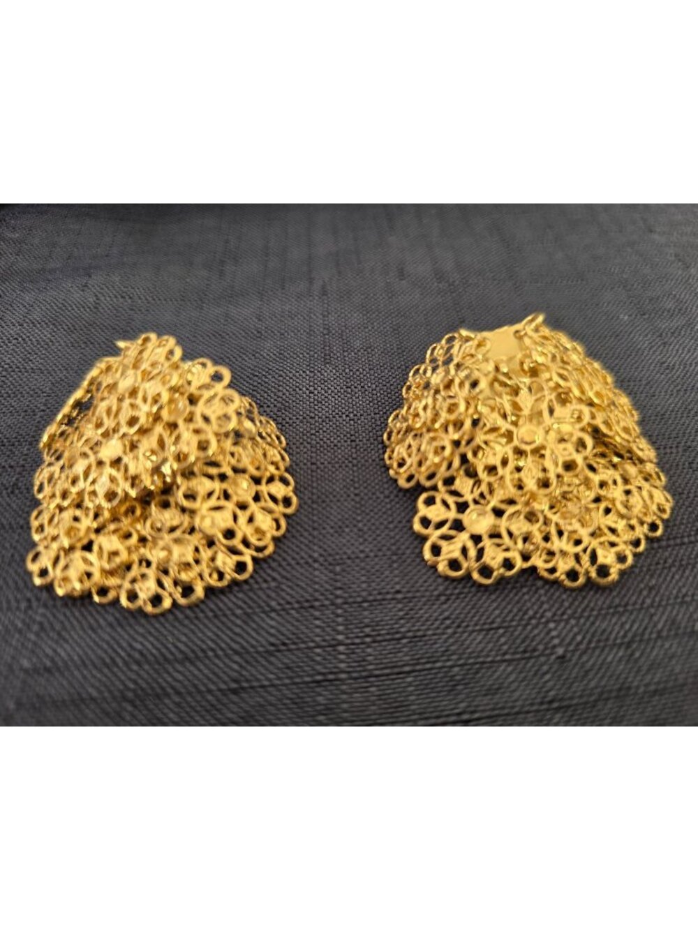 Vintage Vendome Gold Tone Chain Fringe Earrings Clip On Screw Back Statement